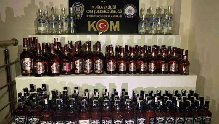 Fethiye’de 315 litre şişelenmiş sahte alkol yakalandı