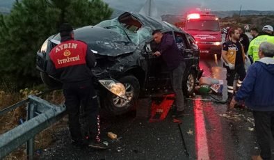 Takla atan otomobildeki karı-kocayı ölüm ayırdı: 1 ölü, 1 yaralı