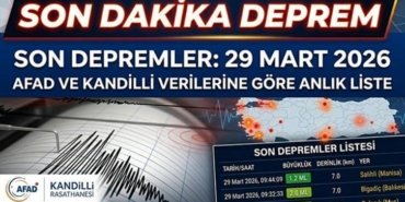 SON DAKİKA DEPREM AFAD/KANDİLLİ LİSTESİ: 29 Mart 2026 az önce deprem mi oldu? Son depremlerin büyüklüğü, saati, derinliği