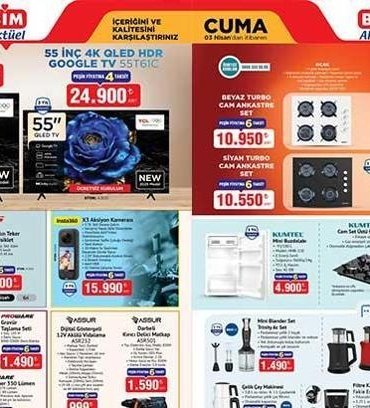 NİSAN AYI İLK BİM AKTÜEL KATALOĞU | 3 Nisan Cuma BİM aktüel kataloğunda hangi ürünler satışta olacak? Katlanır Kalın Teker Elektrikli Bisiklet, X3 Aksiyon Kamerası, Çelik Kesme Panosu...
