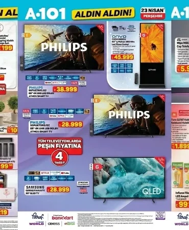 A101 Aktüel Kataloğu 23 Nisan 2026! Televizyon, motosiklet, oyuncu koltuğu, kamp ve egzersiz aletleri geliyor