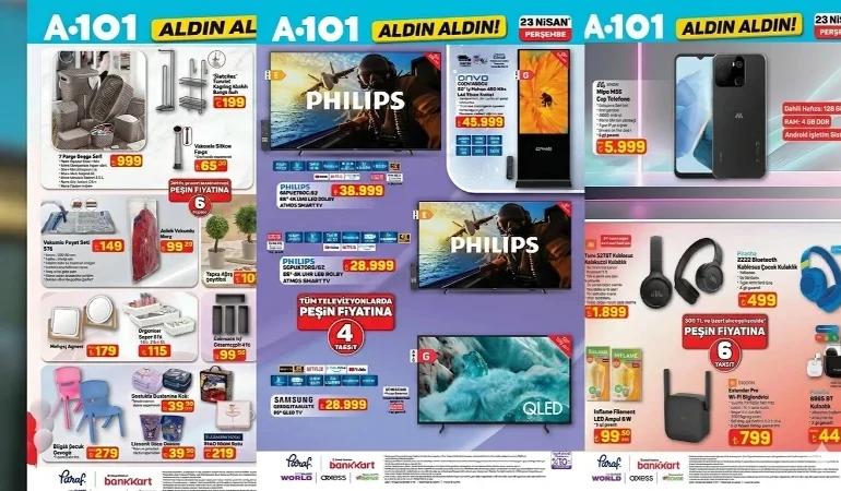 A101 Aktüel Kataloğu 23 Nisan 2026! Televizyon, motosiklet, oyuncu koltuğu, kamp ve egzersiz aletleri geliyor