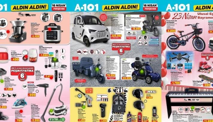 BUGÜN SATIŞTA! A101 AKTÜEL KATALOG: 16 Nisan Perşembe A101 Hangi ürünler indirimde? A101 Afiş | Elektrikli düdüklü tencere, Akıllı mutfak robotu, Yüksek basınçlı yıkama makinesi, Piyano...