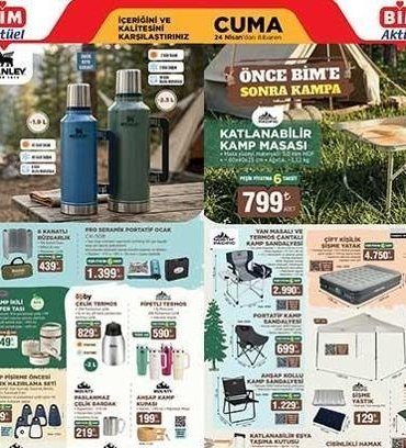 24 NİSAN BİM KATALOĞU | Bu hafta BİM markete kampseverleri yakından ilgilendiren ürünler geliyor! Çadır, Şişme Yatak, Pürmüz Seti, Emaye Demlik...