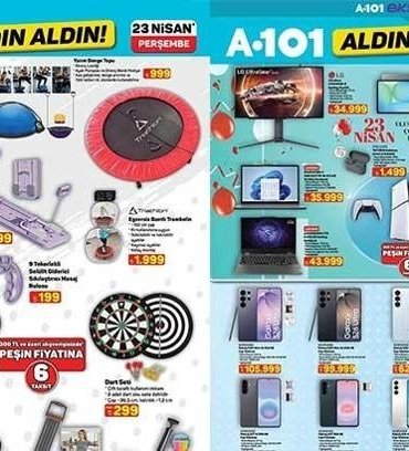 23 NİSAN A101 KATALOĞU SATIŞTA! A101 Aldın Aldın 23 Nisan Perşembe aktüel kataloğunda hangi ürünler satışa sunuldu? Cam Temizleme Robotu, Dikiş Makinesi, Buharlı Temizleyici, Porselen Kahvaltı Takımı 10 Parça