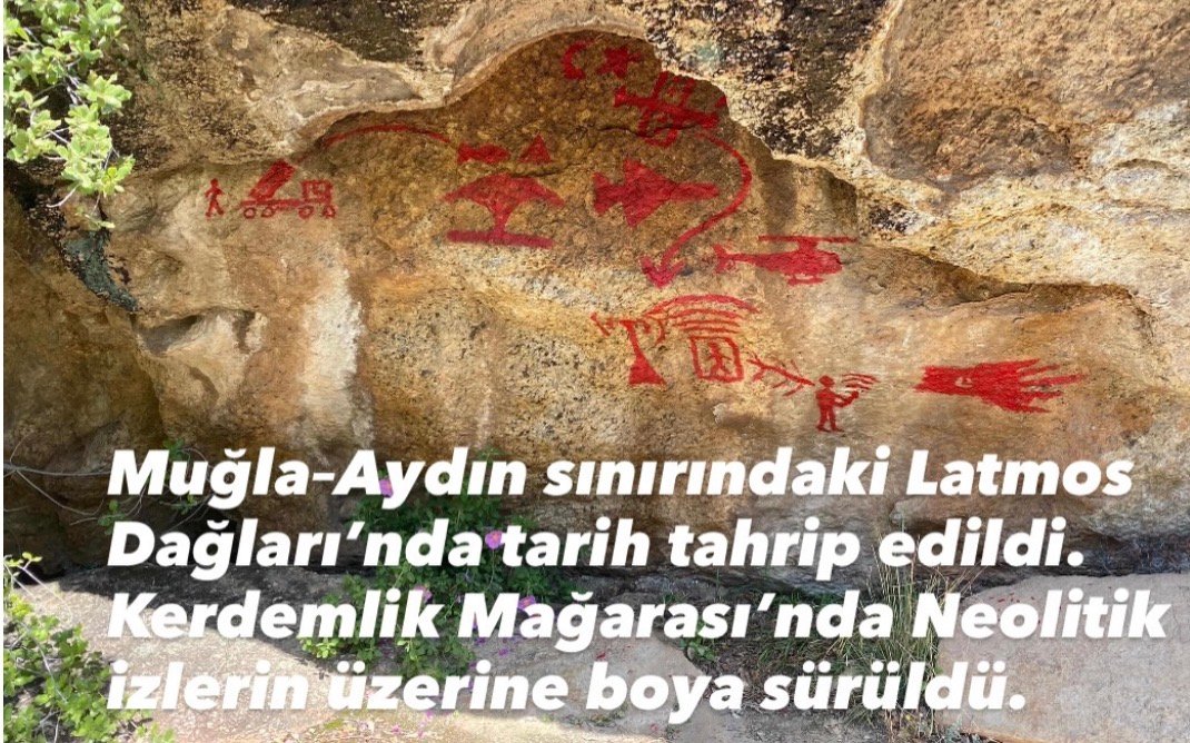 Latmos’ta 8 Bin Yıllık Kaya Resimleri Tahrip Edildi