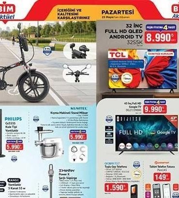 SATIŞA ÇIKTI! BİM 25-26 MAYIS YENİ AKTÜEL KATALOGLAR! BİM 25-26 Mayıs aktüel kataloglarında hangi ürünler satışa çıktı? Tuşlu Cep Telefonu, Sinek Öldürücü Raket, Tosty 6 Dilim Tost Makinesi, Kıyma Makineli Stand Mikser