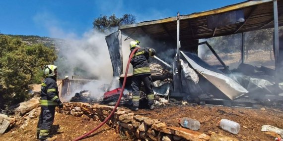 Bodrum'da Yangın: Konteyner Kullanılamaz Hale Geldi