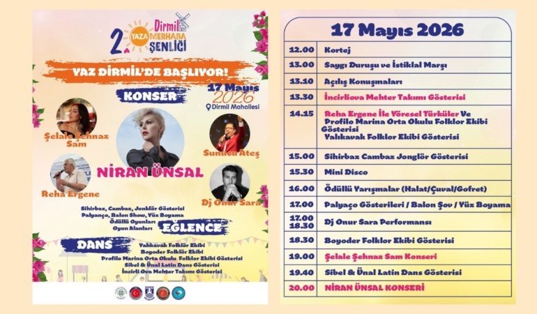Dirmil’de Yaz Şenlikle Başlıyor: Yaza Merhaba Şenliği 17 Mayıs’ta