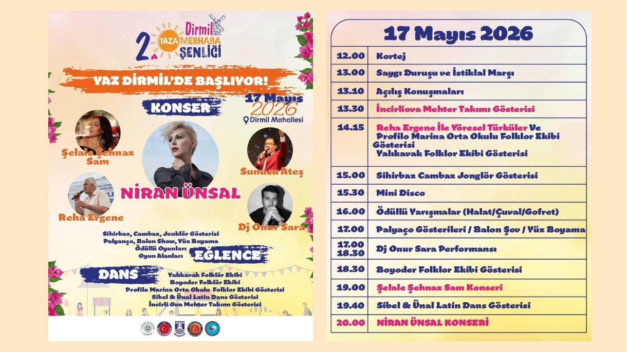 Dirmil’de Yaz Şenlikle Başlıyor: Yaza Merhaba Şenliği 17 Mayıs’ta